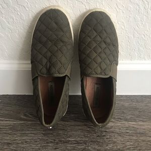 Green slide on sneakers